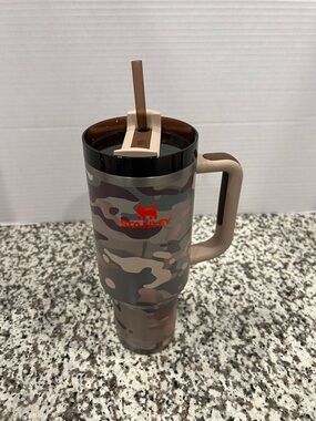 Post Malone Stanley Camo Travel Tumbler with Handle and Straw -  New- 40 Oz
